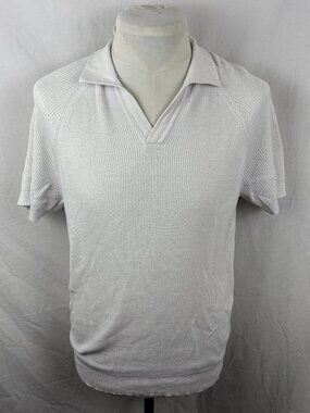 Suitsupply Cotton Silk Knit Polo Shirt White Men's M